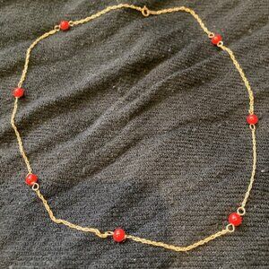 14K Gold beaded necklace